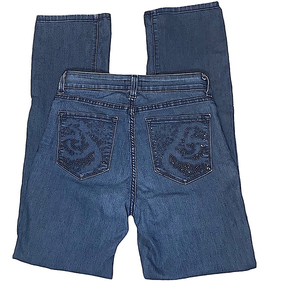 NYDJ: Women’s Rhinestone Embellished Straight Leg Jeans - Size 4 - Picture 1 of 15